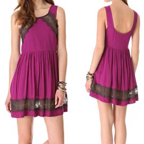 Free People Dresses & Skirts - Free People | Purple Georgia Lace Mini Sun Dress